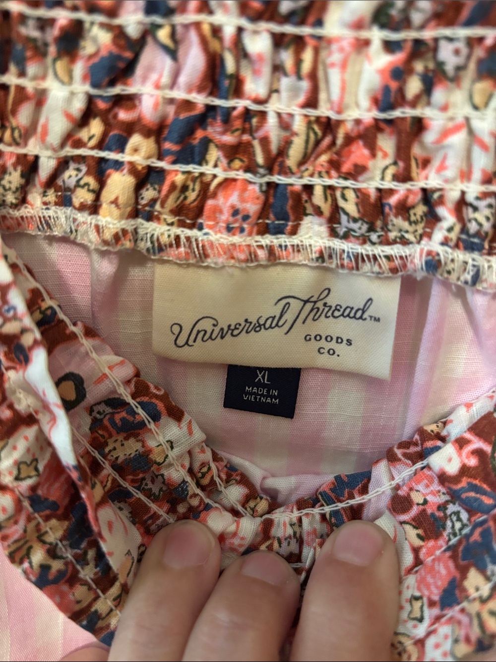 NWT Smocked Patchwork Mini Skirt - Pink & Brown - Picture 2 of 4